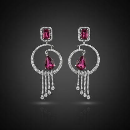 Halo Cascade Drops AD Earrings