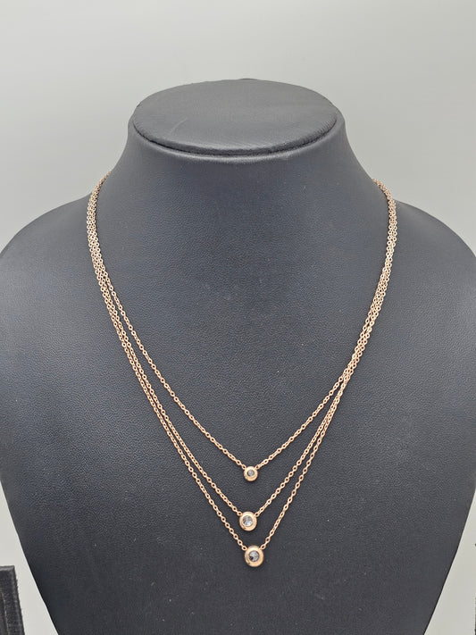 Melissa 3 Layer Dimond Necklace In Rose Gold
