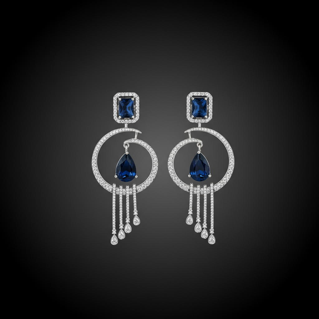 Halo Cascade Drops AD Earrings