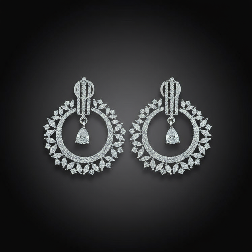 Aurora Halo Chandeliers AD Earrings