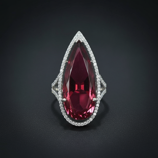 Regal Ruby Teardrop Ring