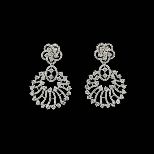 Petal Fan Chandeliers AD Earrings