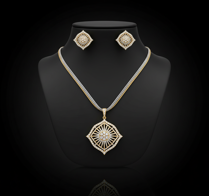 Golden chakra pendent set with 3 layer chain