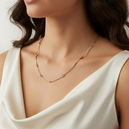 Two Tone Rose Gold and White Metal Silver Gold Chain