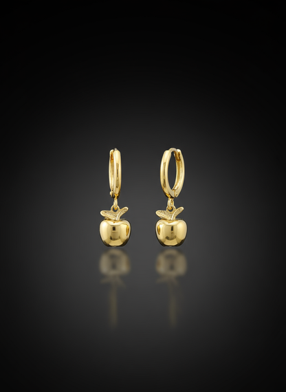 Golden Apple Charm Huggies