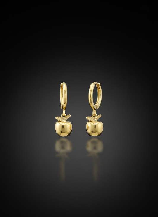 Golden Apple Charm Huggies
