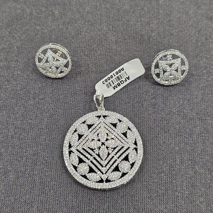 Circular Floral Mandala AD Pendant Set