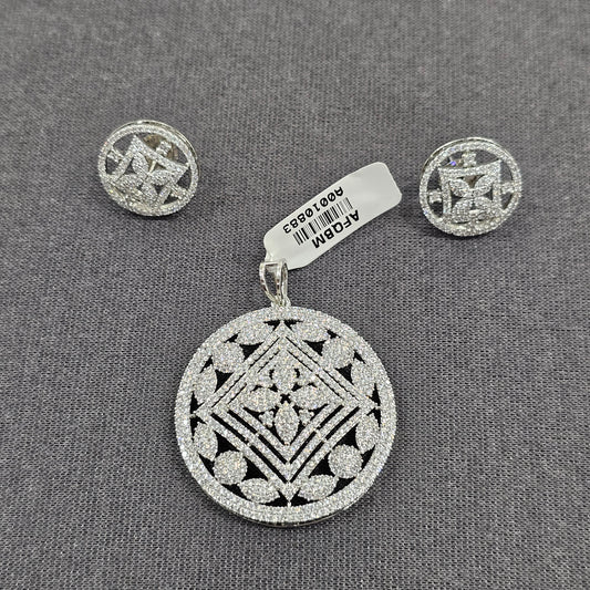Circular Floral Mandala AD Pendant Set