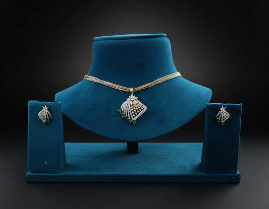 AD Square Dimond Pendent set with layer chain