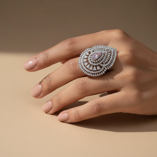 Crystal Sheen Pear Ring