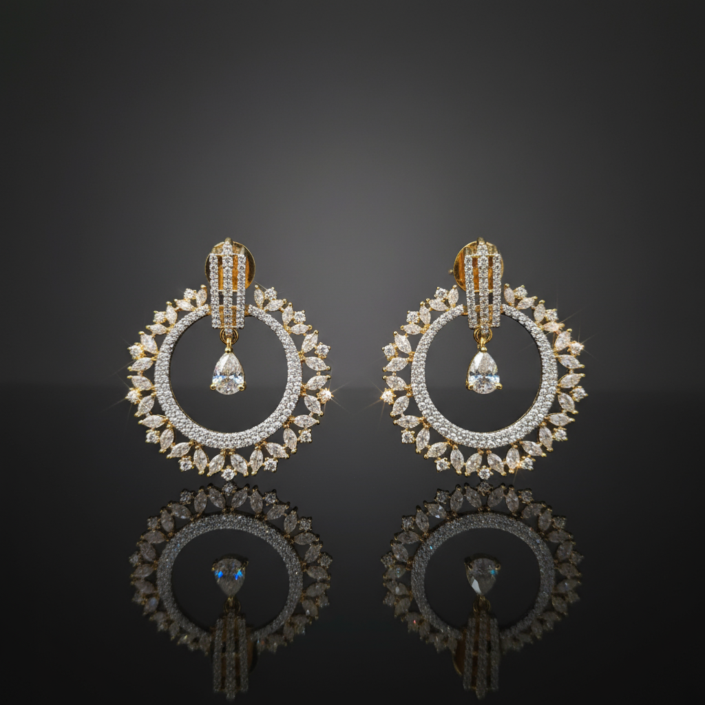 Aurora Halo Chandeliers AD Earrings