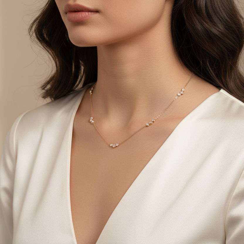 Rose Gold Polish Stone Necklace