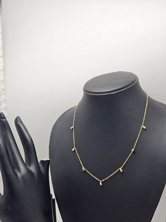 Sterling Silver Chain Necklace With Teardrop Charms