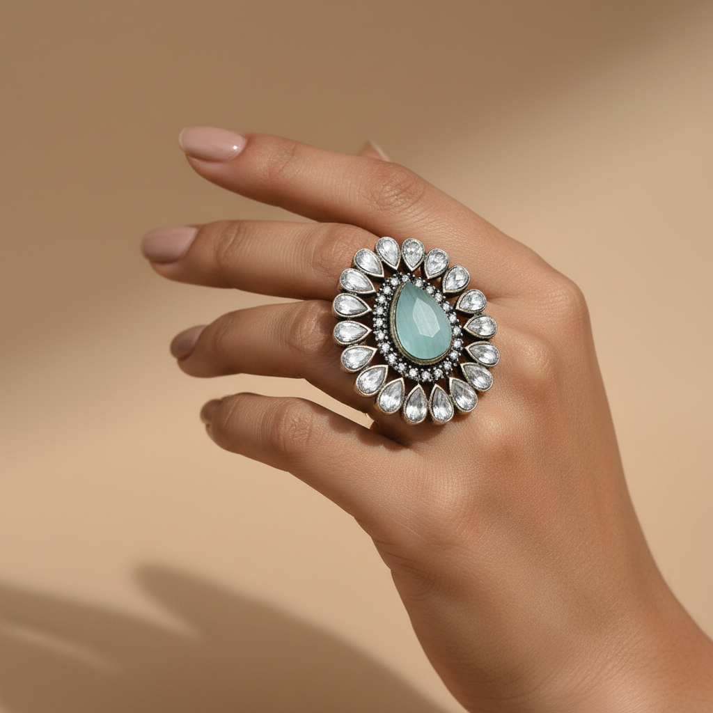 Royal Kundan Halo Ring