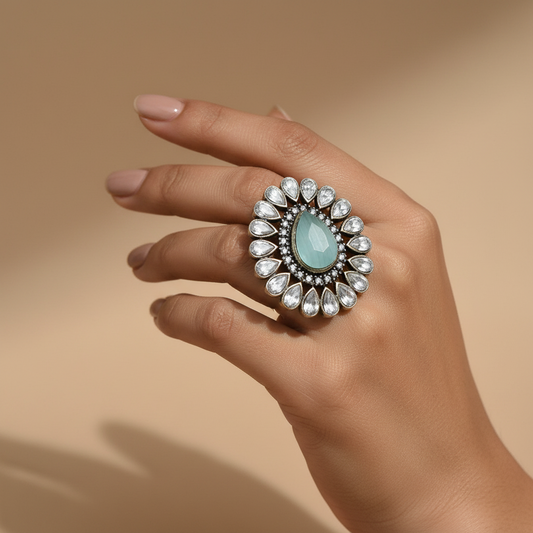 Royal Kundan Halo Ring