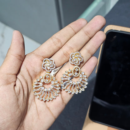 Petal Fan Chandeliers AD Earrings
