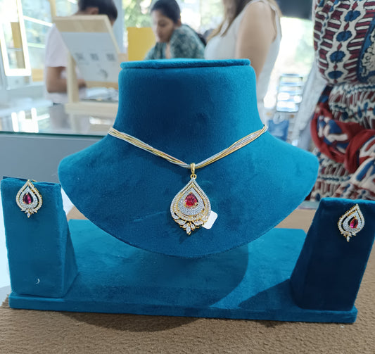 Ruby Stone kamal design with layer chain