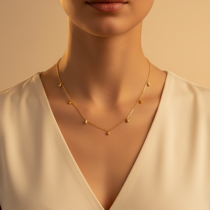 Sterling Silver Chain Necklace With Teardrop Charms