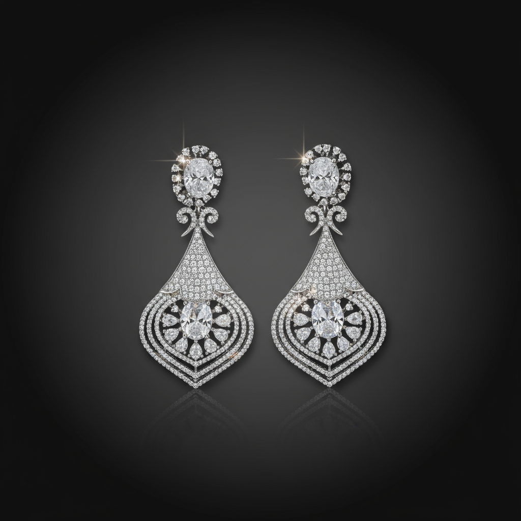 Royal Filigree Teardrop AD Earrings