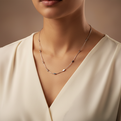 Two Tone Rose Gold and White Metal Silver Gold Chain