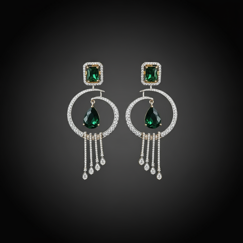 Halo Cascade Drops AD Earrings
