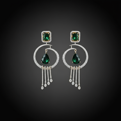 Halo Cascade Drops AD Earrings