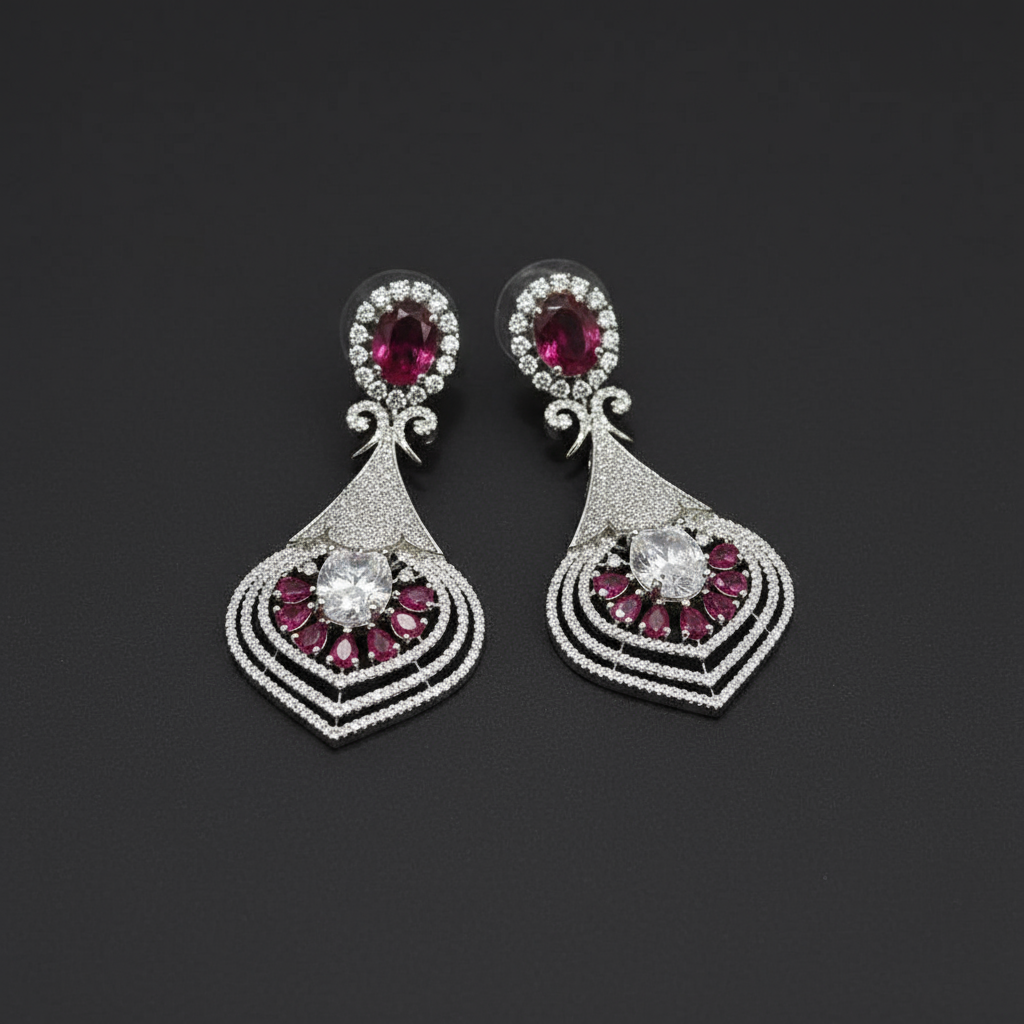 Royal Filigree Teardrop AD Earrings