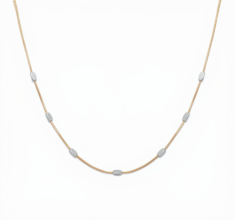 Two Tone Rose Gold and White Metal Silver Gold Chain