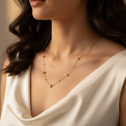Minimalist Gold Chain Necklace With Bead & Accents