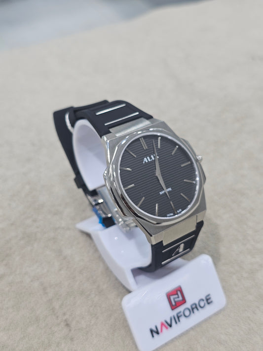 Alix Premium metal frame Black Dial with logo leather Balck balt