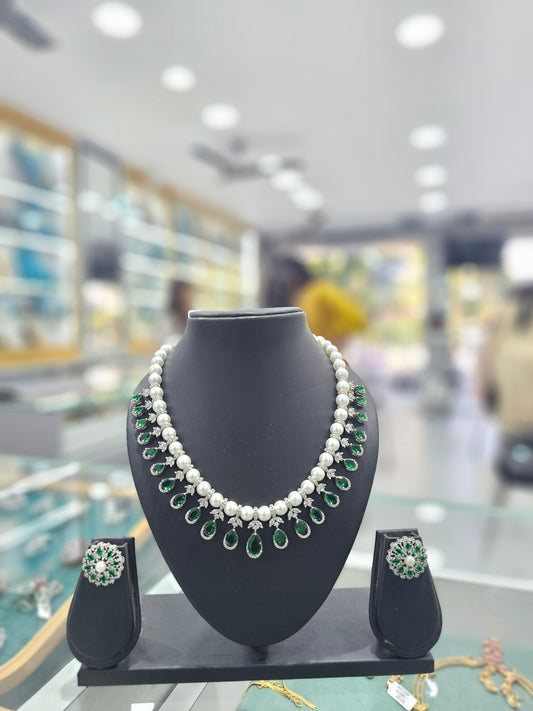 AD white moti Ruby or green dimond set