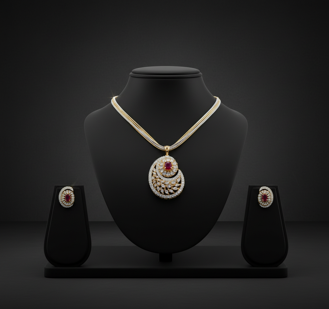 Ruby Dimond AD pendant set with layer chain