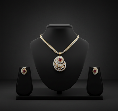Ruby Dimond AD pendant set with layer chain