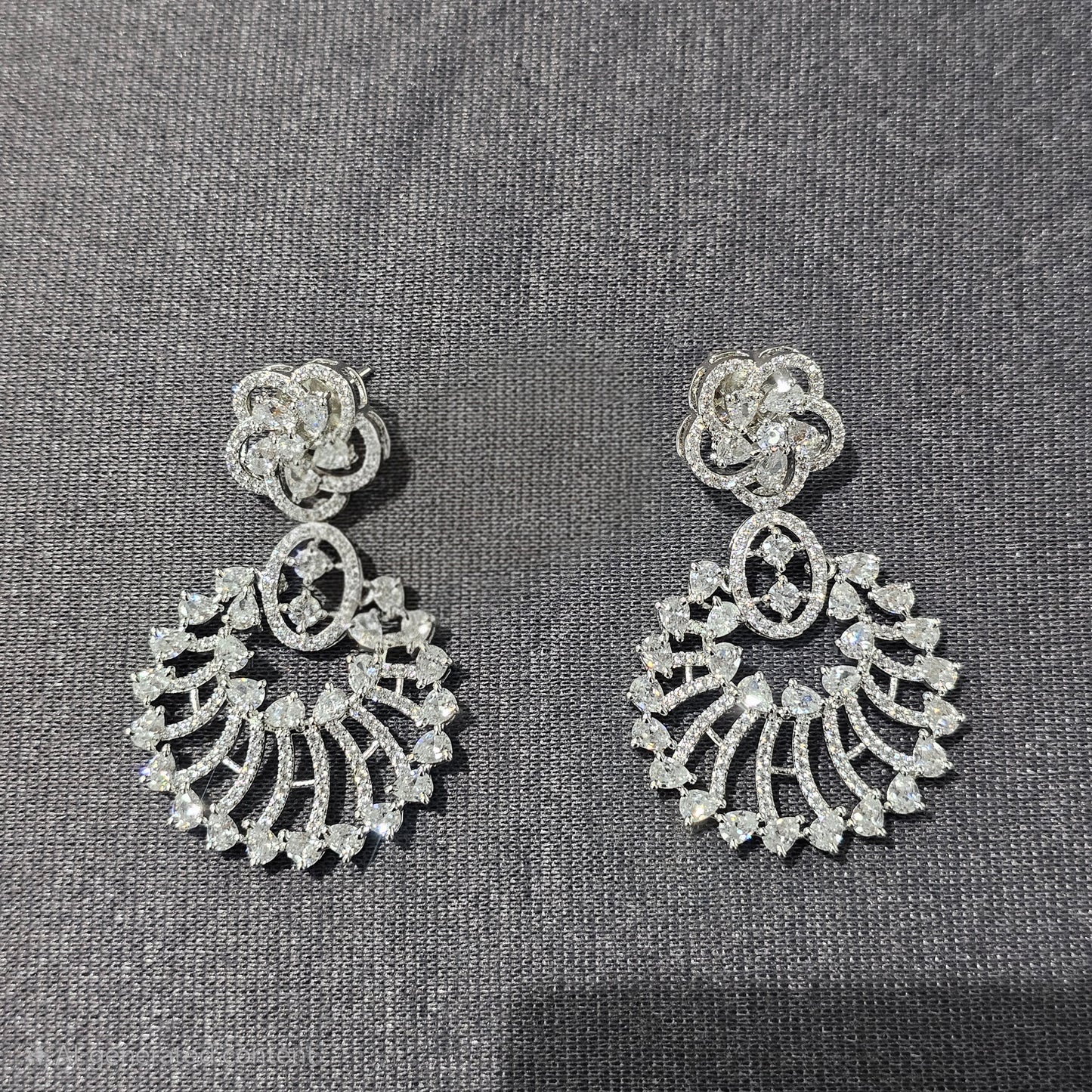 Petal Fan Chandeliers AD Earrings