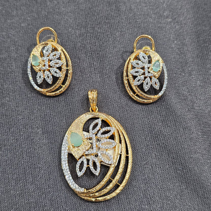 Twisted Oval Floral AD Pendant Set