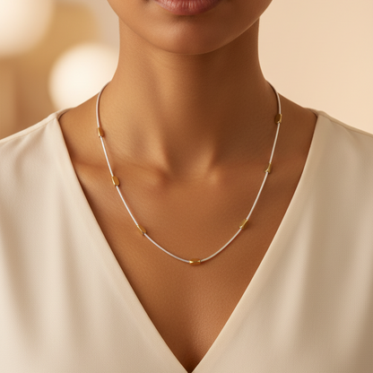 Two Tone Rose Gold and White Metal Silver Gold Chain