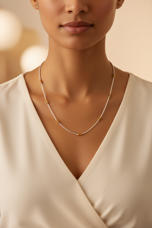 Two Tone Rose Gold and White Metal Silver Gold Chain