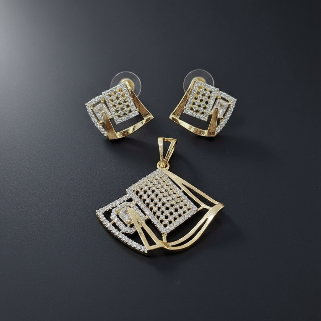 Contemporary Geometric AD Pendant Set
