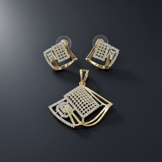 Contemporary Geometric AD Pendant Set