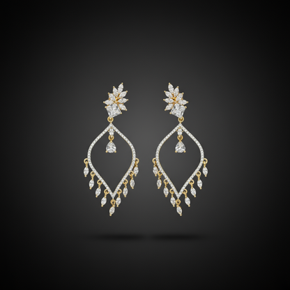 Dewdrop Vine Chandeliers AD Earrings