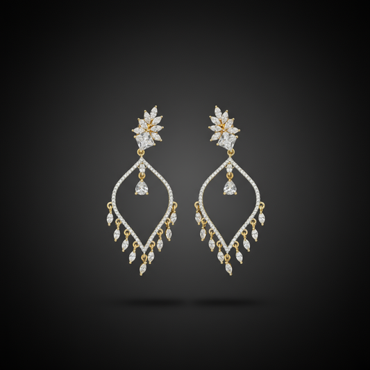 Dewdrop Vine Chandeliers AD Earrings