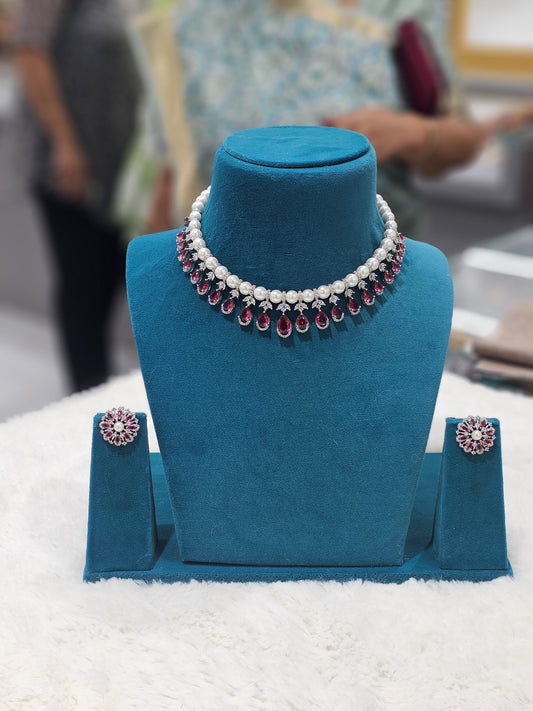 AD white moti Ruby or green dimond set