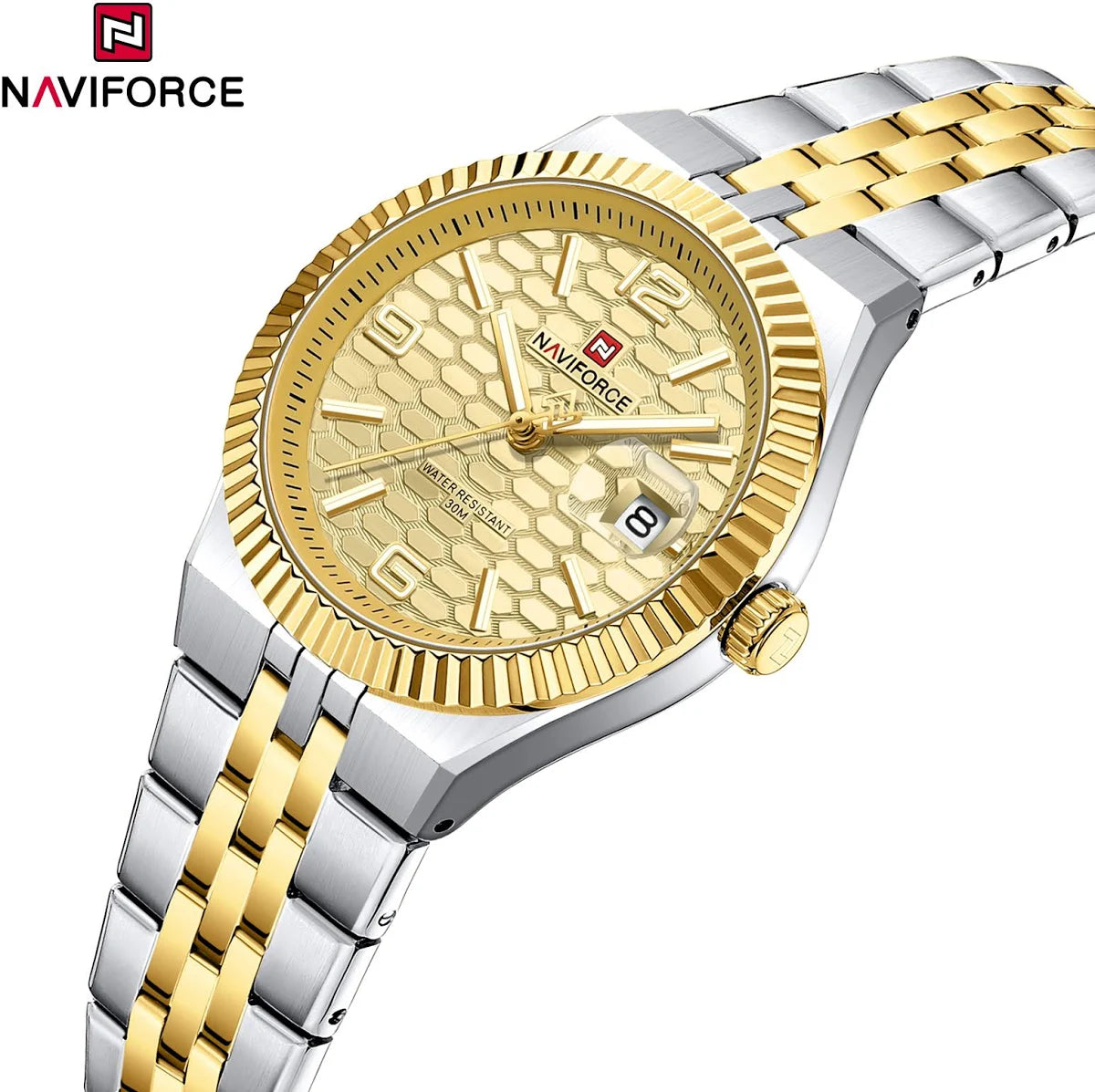 NAVIFORCE NF5079 S-W-G Women’s Analog Watch – Gold & Silver