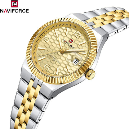 NAVIFORCE NF5079 S-W-G Women’s Analog Watch – Gold & Silver