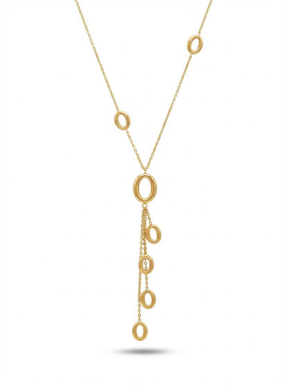 Gold Toned Necklace with Interlocking ring pendent