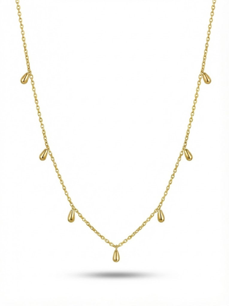Sterling Silver Chain Necklace With Teardrop Charms