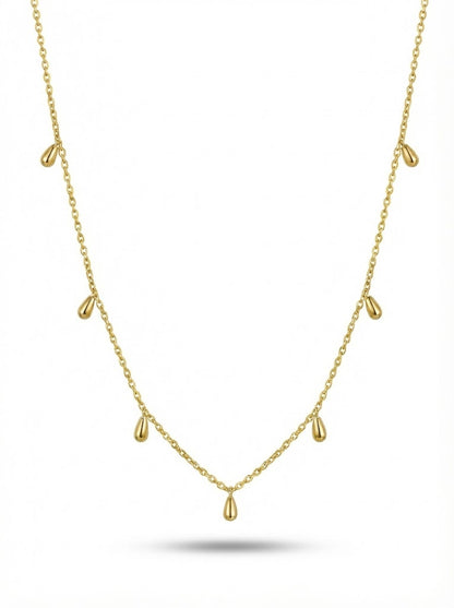 Sterling Silver Chain Necklace With Teardrop Charms