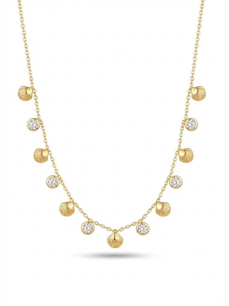Gold Zirconia Shell Neckpiece crafted