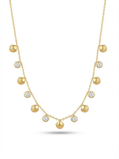 Gold Zirconia Shell Neckpiece crafted