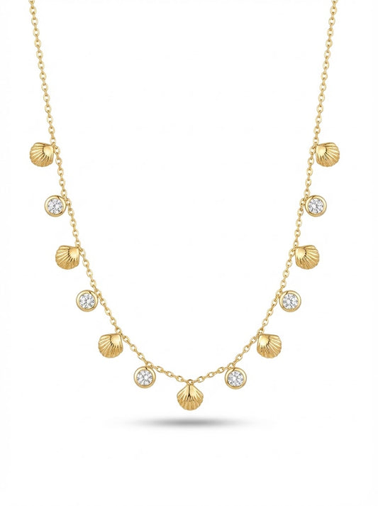 Gold Zirconia Shell Neckpiece crafted